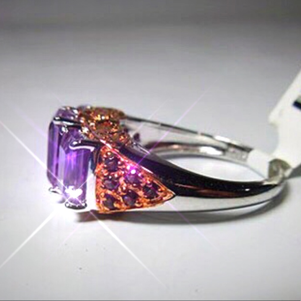 NEW in BOX 🆕 Amethyst Sterling Ring Trilogy Ring - Picture 9 of 10
